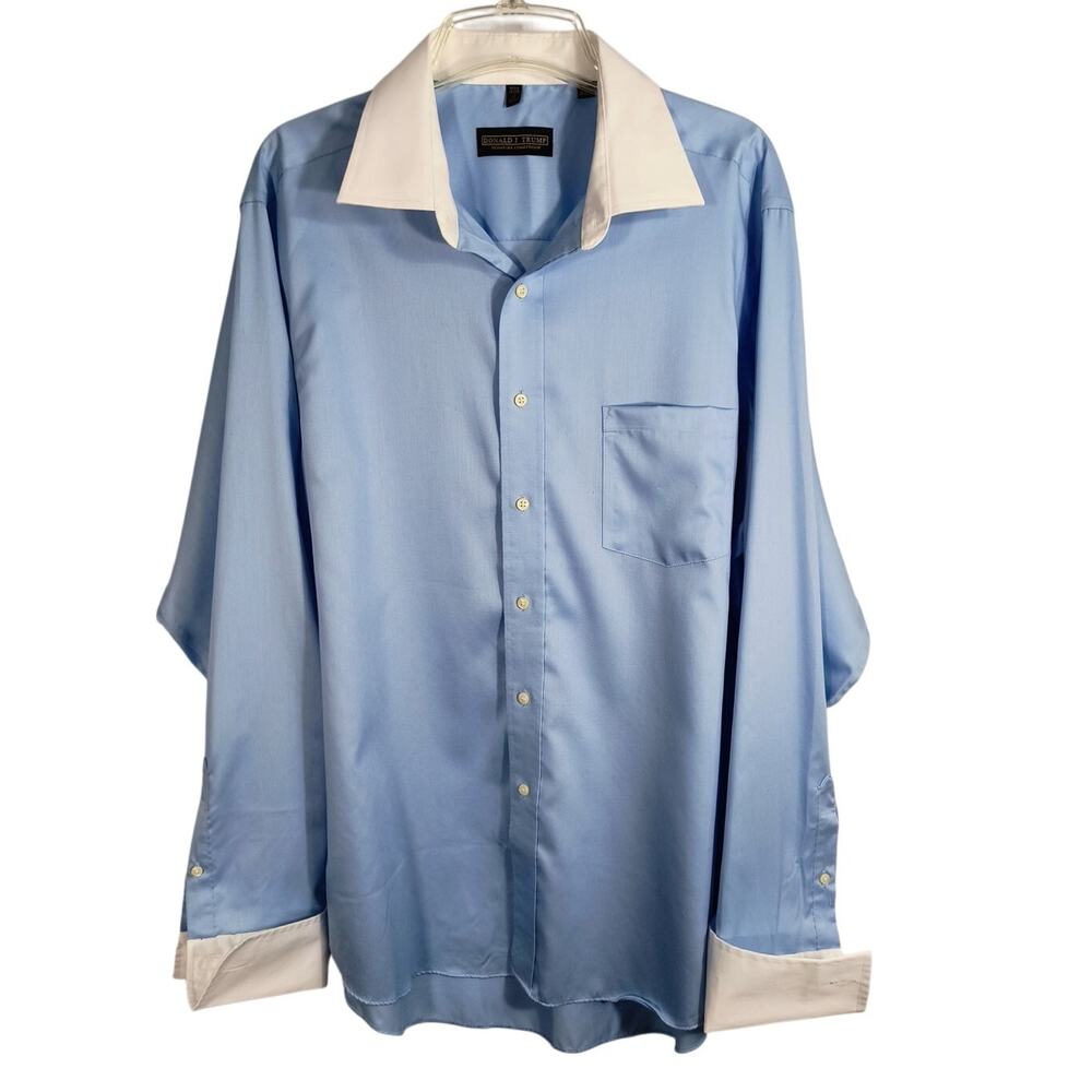 Donald Trump Signature Collection Dress Shirt Men's Sz 17 (36/37) Blue Button Up